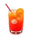 Red alcohol cocktail with orange slice isolated transparent background ai generative Royalty Free Stock Photo