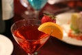 Red alcoholic cocktail drink Royalty Free Stock Photo