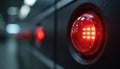 Red alert indicator light glows on a dark panel. This warning lamp signals danger or emergency status. It is part of a control Royalty Free Stock Photo