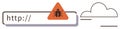 Malware Warning on Website Address Bar with Error Alert Icon and Cloud Connection Royalty Free Stock Photo
