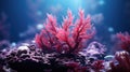 Red algae rhodophyta. Abstract close-up, selective focus, and creative lighting