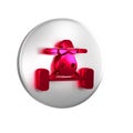 Red All Terrain Vehicle or ATV motorcycle icon isolated on transparent background. Quad bike. Extreme sport. Silver Royalty Free Stock Photo