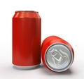 Red alluminium cans on white background Royalty Free Stock Photo