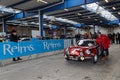 Red Alpine Renault goes to technical controls Royalty Free Stock Photo