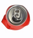 Red aluminum can flattened Royalty Free Stock Photo