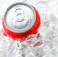 Red aluminum can with water drop Royalty Free Stock Photo