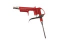 Red aluminum compressed air brush gun for use with compressor, isolated on white background Royalty Free Stock Photo