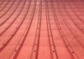Red aluminum roof pattern texture background Royalty Free Stock Photo