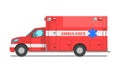 Red ambulance car, emergency medical service vehicle vector Illustration on a white background Royalty Free Stock Photo