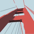 Red america bridge perspective on light blue background Royalty Free Stock Photo