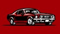 Red American Muscle Car Vector Design Illustration Royalty Free Stock Photo
