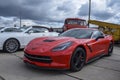 Red american sports car Chevrolet Corvette at Old Car Land Royalty Free Stock Photo