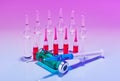 Red Ampoules and syringe still life Royalty Free Stock Photo