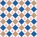 Red anchor in blue brown diamond background