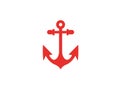 Red anchor for boat and yacht logo