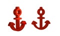 Red Anchor icon isolated on transparent background. Royalty Free Stock Photo