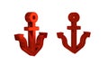 Red Anchor icon isolated on transparent background. Royalty Free Stock Photo