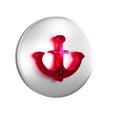 Red Anchor icon isolated on transparent background. Silver circle button. Royalty Free Stock Photo