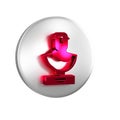 Red Ancient bust sculpture icon isolated on transparent background. Silver circle button.