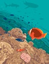 Red Anemonefish or Australian Clownfish in Oslob Cebu Philippines WPA Art Deco Poster