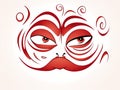 Red Angry Cartoon Face Emoji People in hand-drawn style Royalty Free Stock Photo