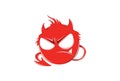 Red Angry Devil Emoticon with devil tail on white for Mobile and Web