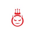 red angry devil head wearing fork crown  logo design Royalty Free Stock Photo