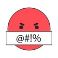 Red angry emoji with censored swearing linear flat color vector icon Royalty Free Stock Photo
