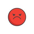 Red angry face emoticon filled outline icon Royalty Free Stock Photo