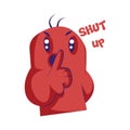 Red angry monster saying Shut up vector illustration on a