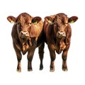 Red Angus Cattle Stunning Pair of Beef Cows On Transparent Background Royalty Free Stock Photo
