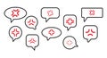 Red anime anger symbol collection. Angry anime icon set in speech bubbles Royalty Free Stock Photo