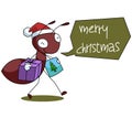 Red Ant Cartoon Christmas Illustration