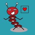 Red Ant Mascot vector cartoon cute feeling love