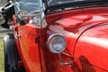 Red antique american car detail