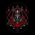 Red Anubis with Geometry Ornament Royalty Free Stock Photo
