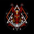 The Red Anubis with Geometry Ornament Royalty Free Stock Photo