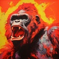 Red Ape: Explosive Wildlife In Pastel Fauvism Style