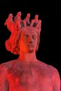 Red Apollo Statue Sun Fountain Plaza Massena Cityscape Nice France