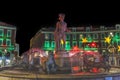 Red Apollo Statue Sun Fountain Plaza Massena Cityscape Nice France