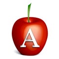 Red apple with alphabet A