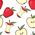 Red apple, apple core, half apple Royalty Free Stock Photo