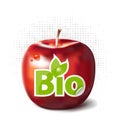 Red apple with bio label Royalty Free Stock Photo