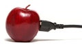 Red apple cable connection Royalty Free Stock Photo