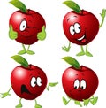 Red apple cartoon with face and hand gesture - vector Royalty Free Stock Photo