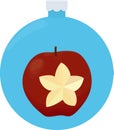Red apple Christmas Greeting Card in blue christmas-tree