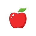 Red apple clipart cartoon. Red apple and a leaf icon. Royalty Free Stock Photo