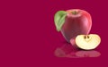 Red apple and copy space on red pastel color background for your text. Royalty Free Stock Photo