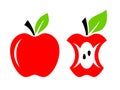 Red apple core vector cartoon