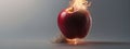 A red apple is on fire, panorama, banner with copy space for text Royalty Free Stock Photo